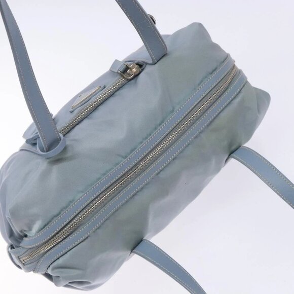 PRADA Tote Bag Nylon Light Blue Silver Auth - Picture 5 of 16